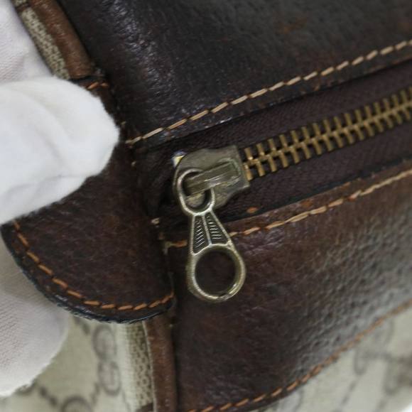 GUCCI GG Supreme Web Sherry Line Hand Bag PVC Leather Beige Red Green Auth 62953 - Picture 10 of 16